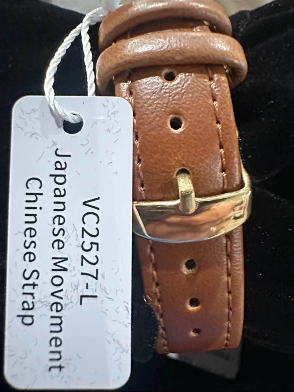 Vince Camuto Gold-Tone Watch with White Dial and Tan Leather Strap